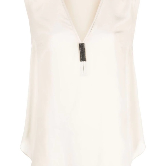 Brunello Cucinelli Monili-embellished sleeveless silk top XS - Picture 2 of 8